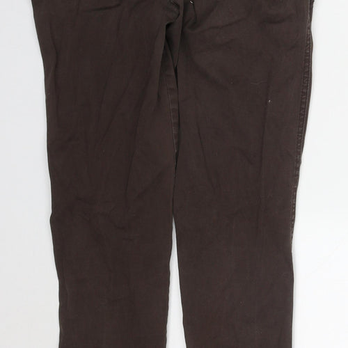 Debenhams Womens Brown  Cotton Trousers  Size 10 L29 in Regular Hook & Eye