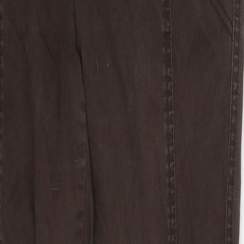 Debenhams Womens Brown  Cotton Trousers  Size 10 L29 in Regular Hook & Eye