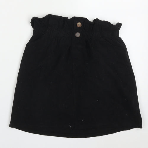 Preworn Womens Black  Cotton Mini Skirt Size 26 in