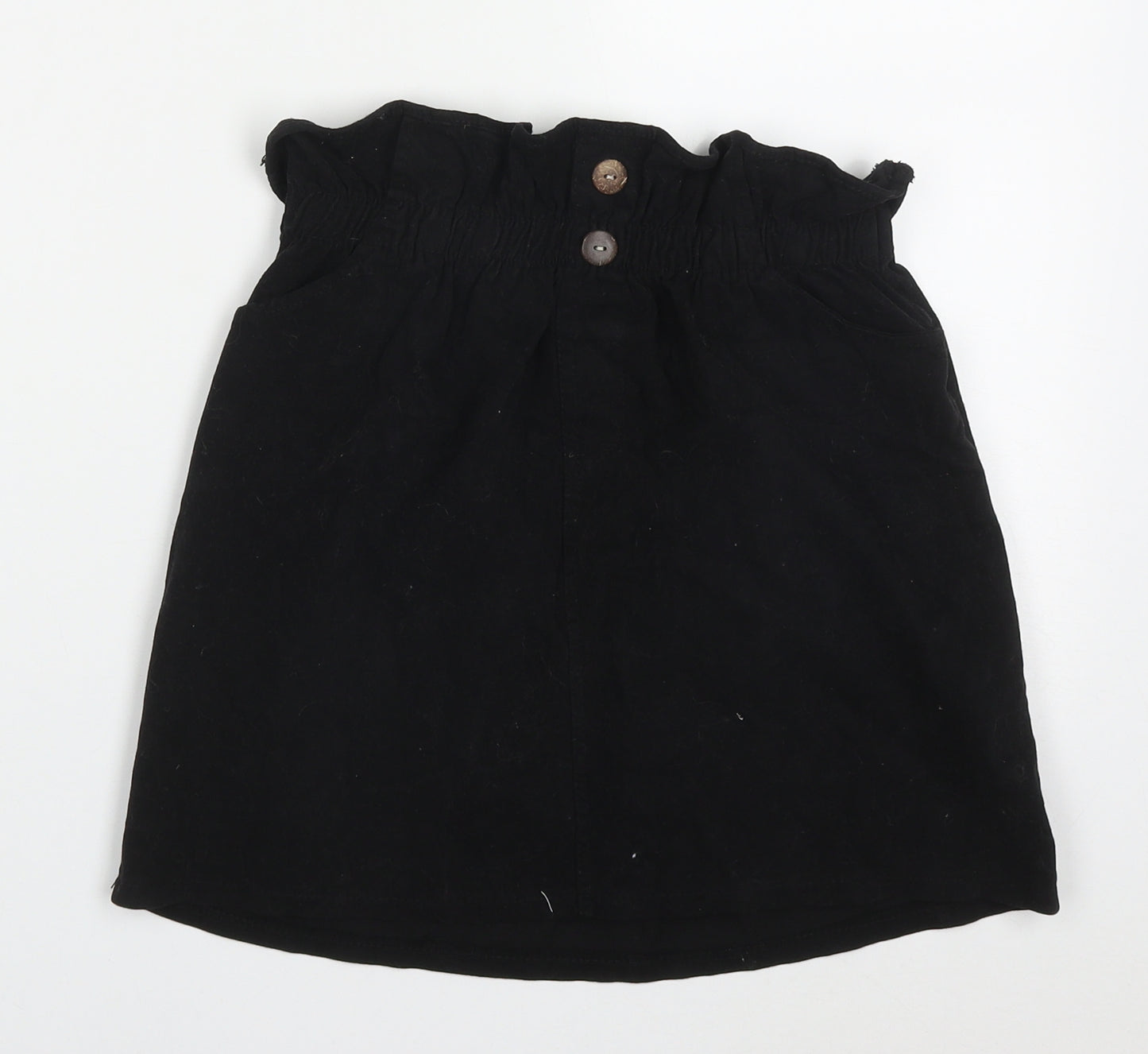 Preworn Womens Black  Cotton Mini Skirt Size 26 in