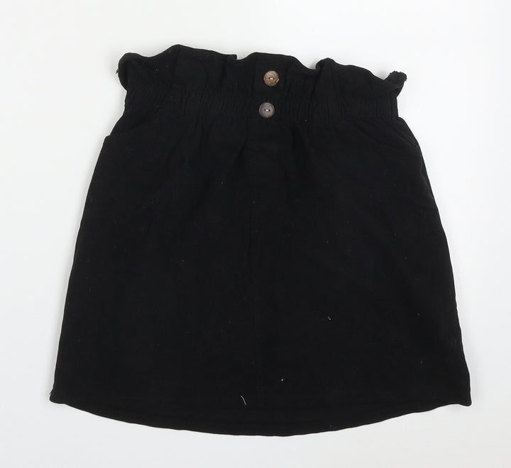 Preworn Womens Black  Cotton Mini Skirt Size 26 in