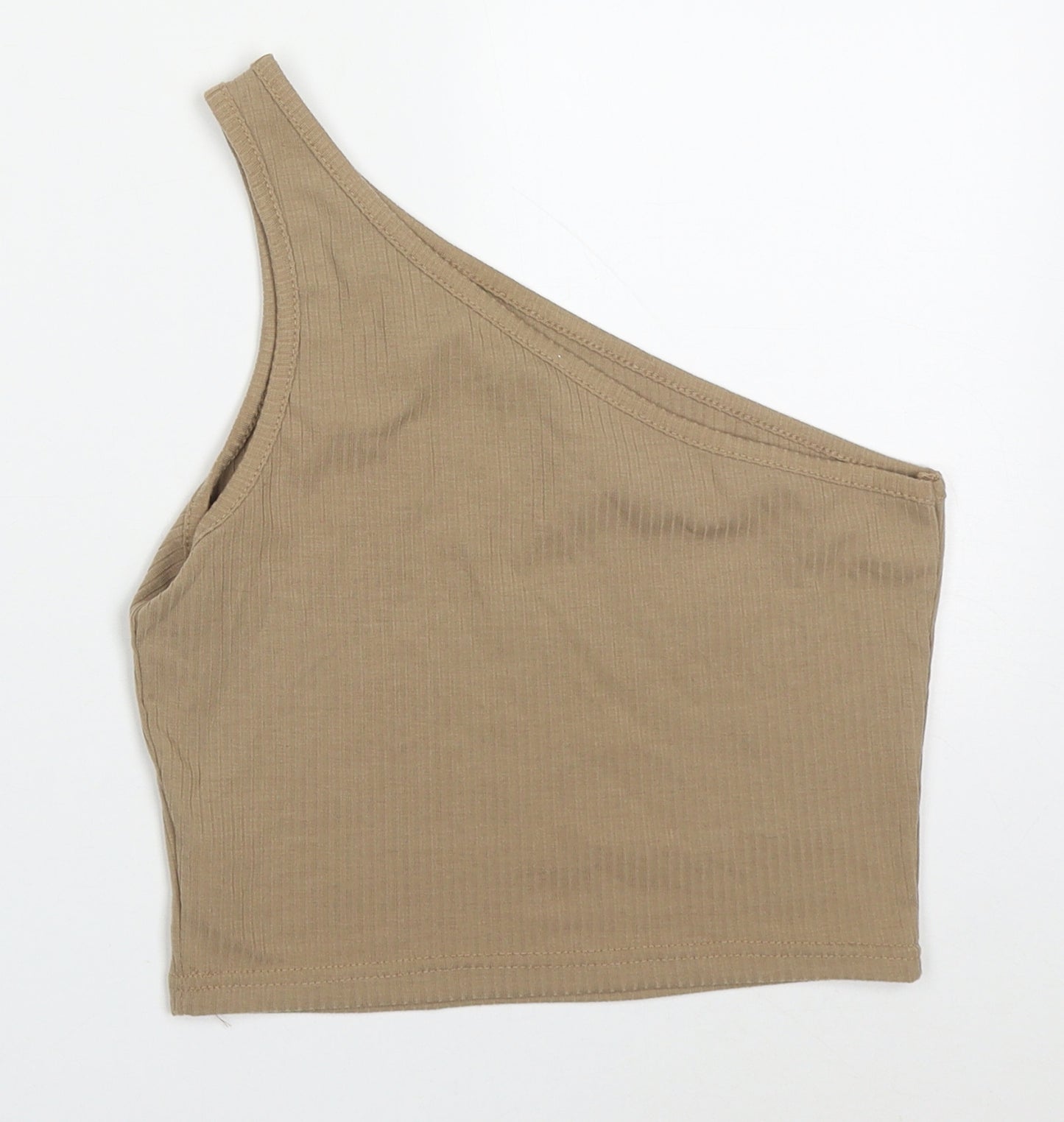 SheIn Womens Brown  Cotton Cropped Tank Size S One Shoulder