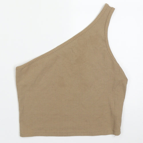 SheIn Womens Brown  Cotton Cropped Tank Size S One Shoulder