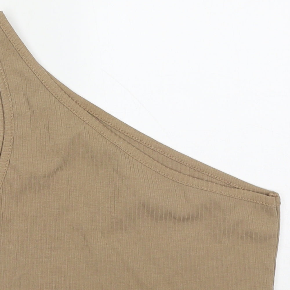 SheIn Womens Brown  Cotton Cropped Tank Size S One Shoulder