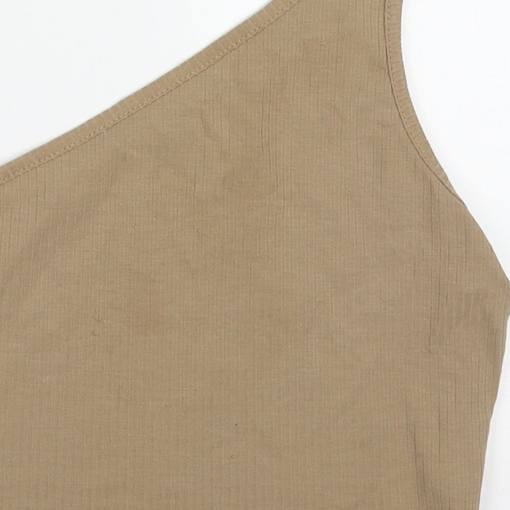SheIn Womens Brown  Cotton Cropped Tank Size S One Shoulder