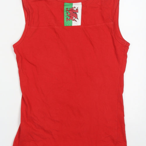 Euro 2016 Womens Red  Cotton Basic Tank Size 10 Round Neck - Wales