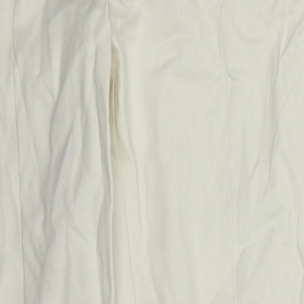 H&M Womens White  Cotton Trousers  Size 8 L28 in Regular Hook & Eye
