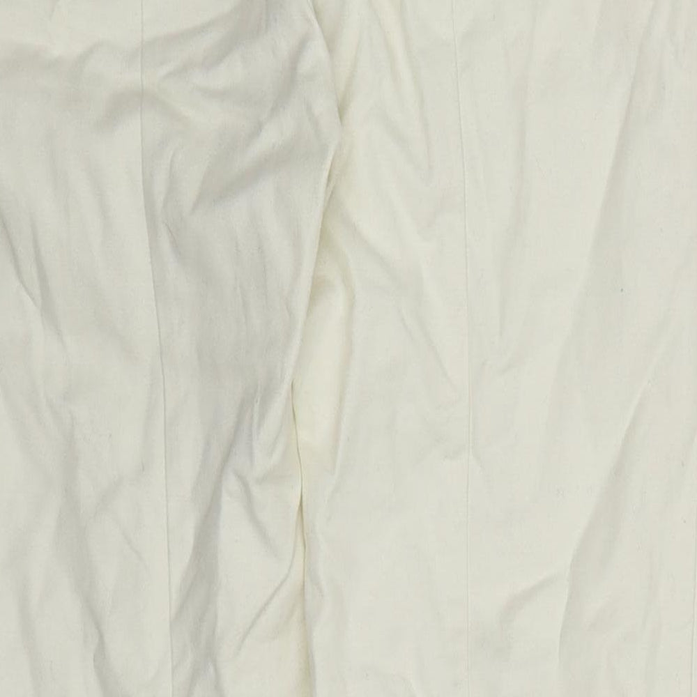 H&M Womens White  Cotton Trousers  Size 8 L28 in Regular Hook & Eye