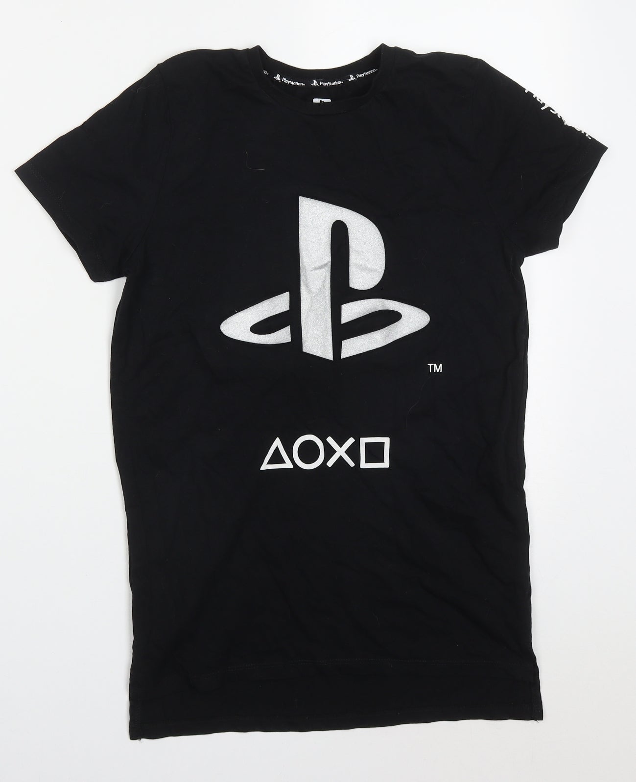 Primark Boys Black  Cotton Basic T-Shirt Size 10-11 Years Collared Pullover - Playstation