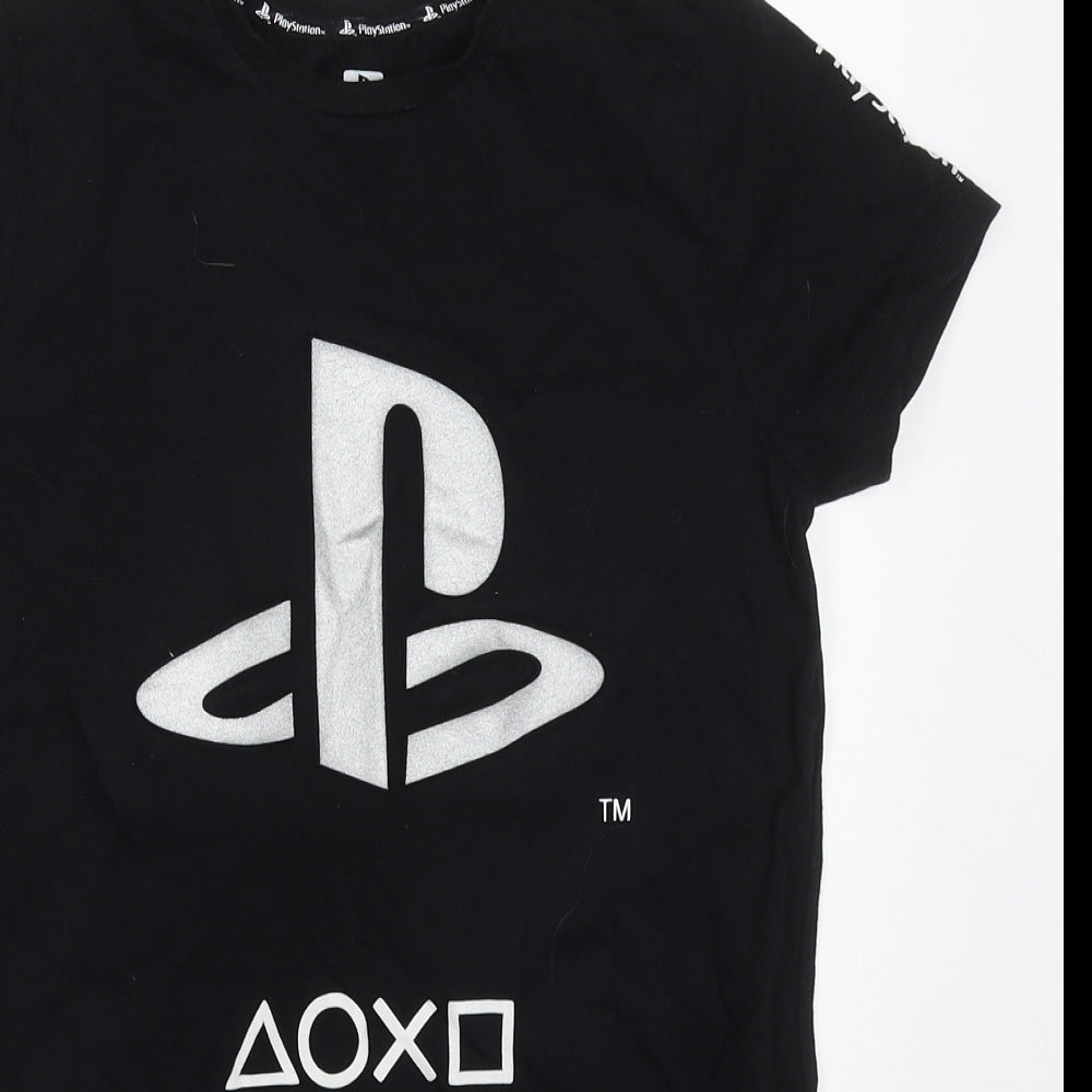 Primark Boys Black  Cotton Basic T-Shirt Size 10-11 Years Collared Pullover - Playstation