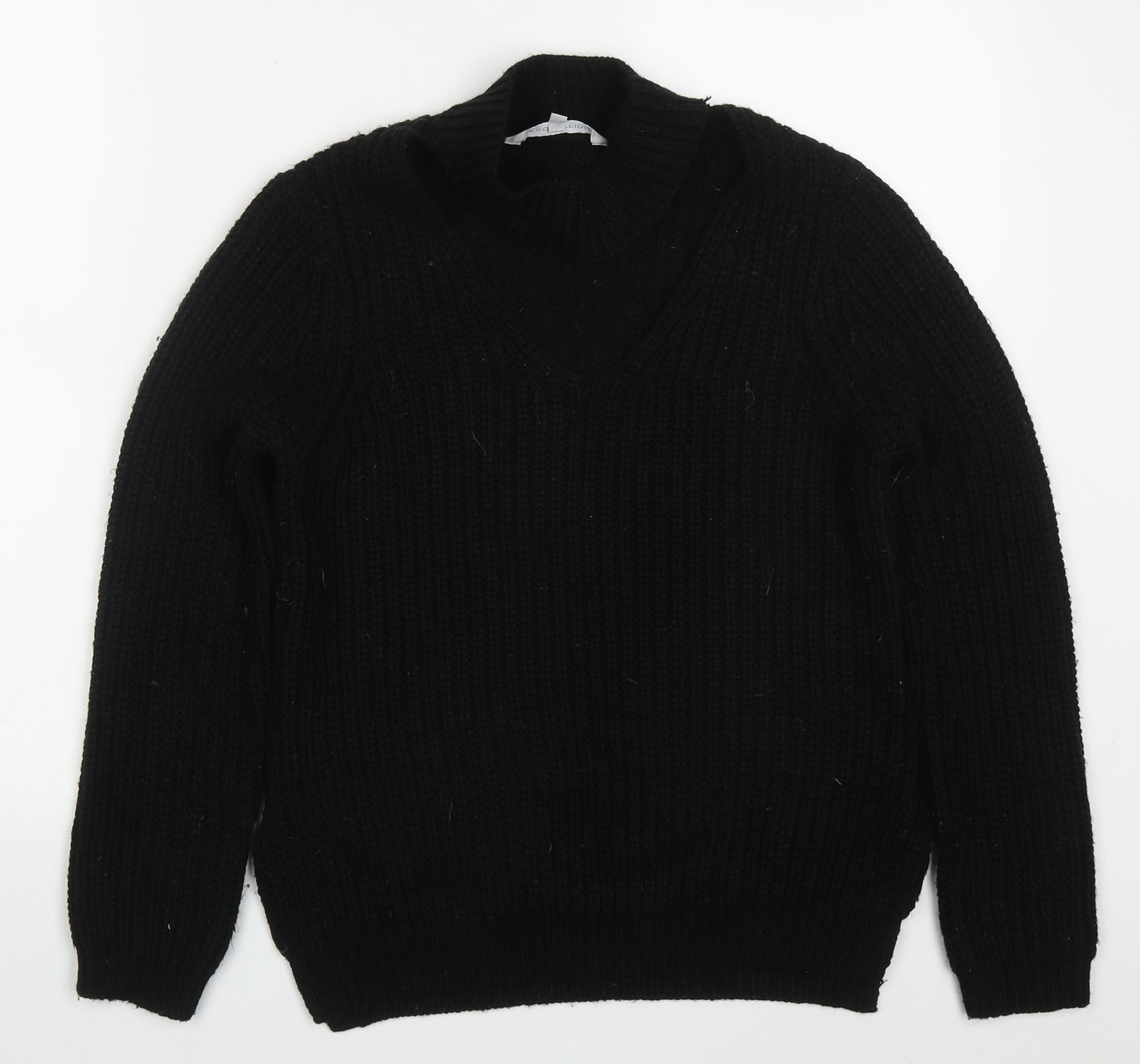 Red Herring Womens Black Round Neck  Acrylic Pullover Jumper Size 8
