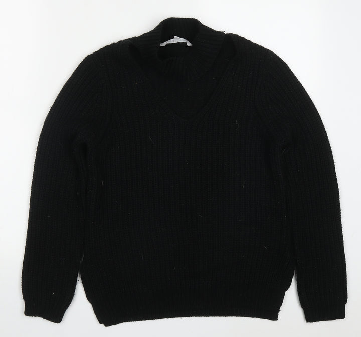 Red Herring Womens Black Round Neck Acrylic Pullover Jumper Size 8