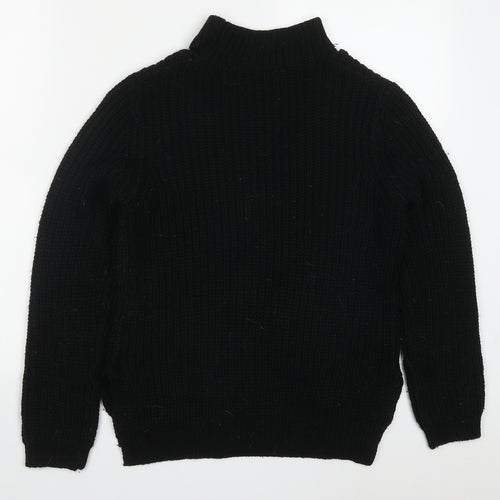 Red Herring Womens Black Round Neck  Acrylic Pullover Jumper Size 8