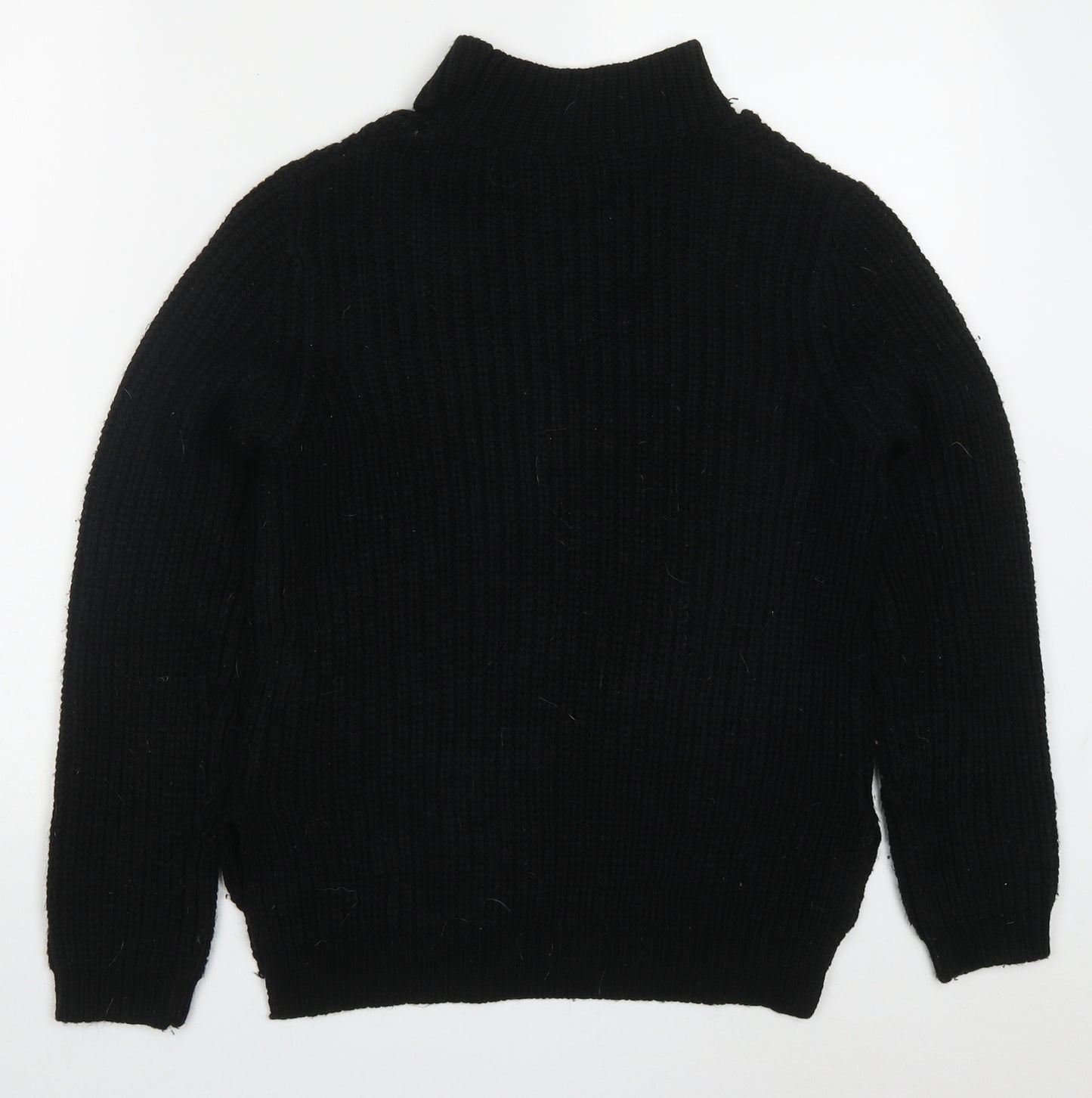 Red Herring Womens Black Round Neck  Acrylic Pullover Jumper Size 8