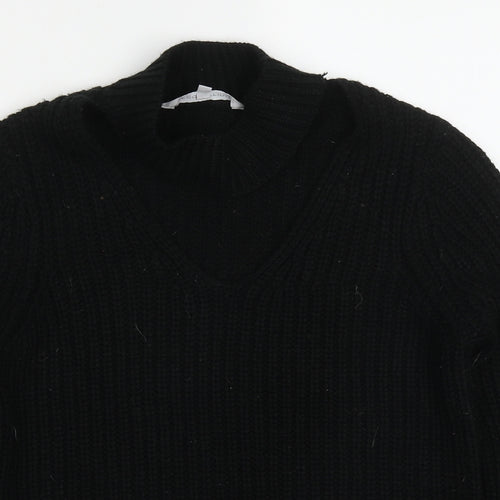 Red Herring Womens Black Round Neck  Acrylic Pullover Jumper Size 8