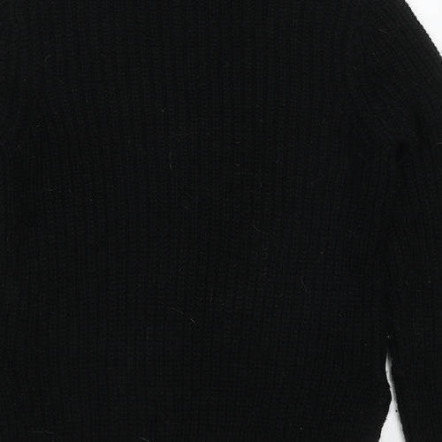Red Herring Womens Black Round Neck  Acrylic Pullover Jumper Size 8