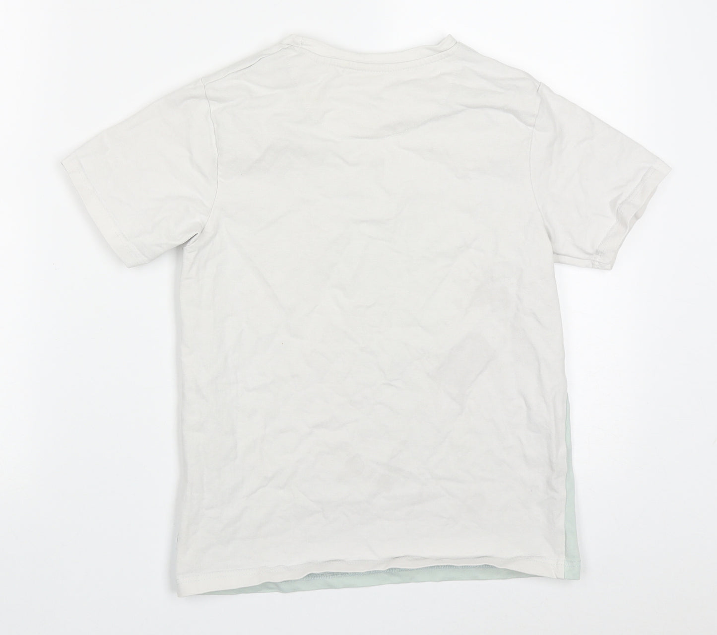 Holyfield Boys Green Colourblock Cotton Basic T-Shirt Size 10-11 Years Crew Neck Pullover