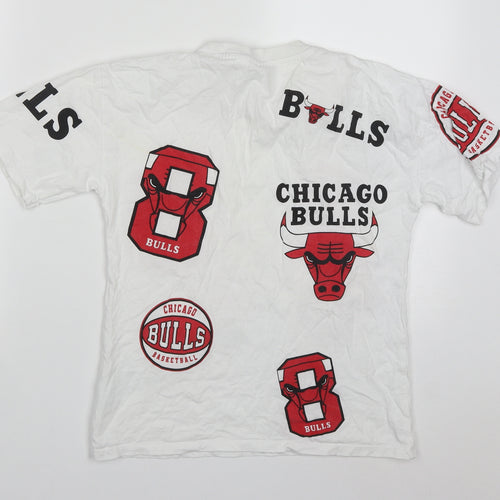 Primark Boys White  Cotton Basic T-Shirt Size 10-11 Years Crew Neck Pullover - NBA Bulls