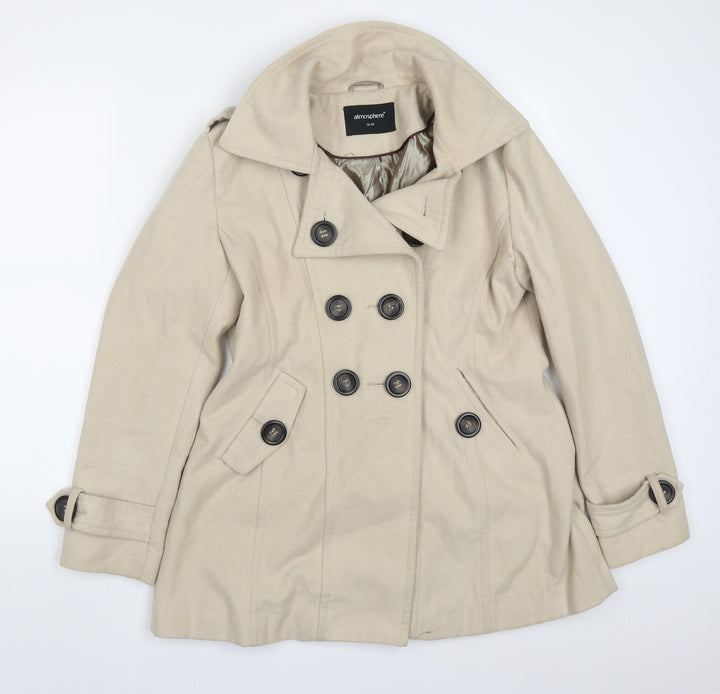 Atmosphere Womens Beige   Pea Coat Coat Size 12  Button