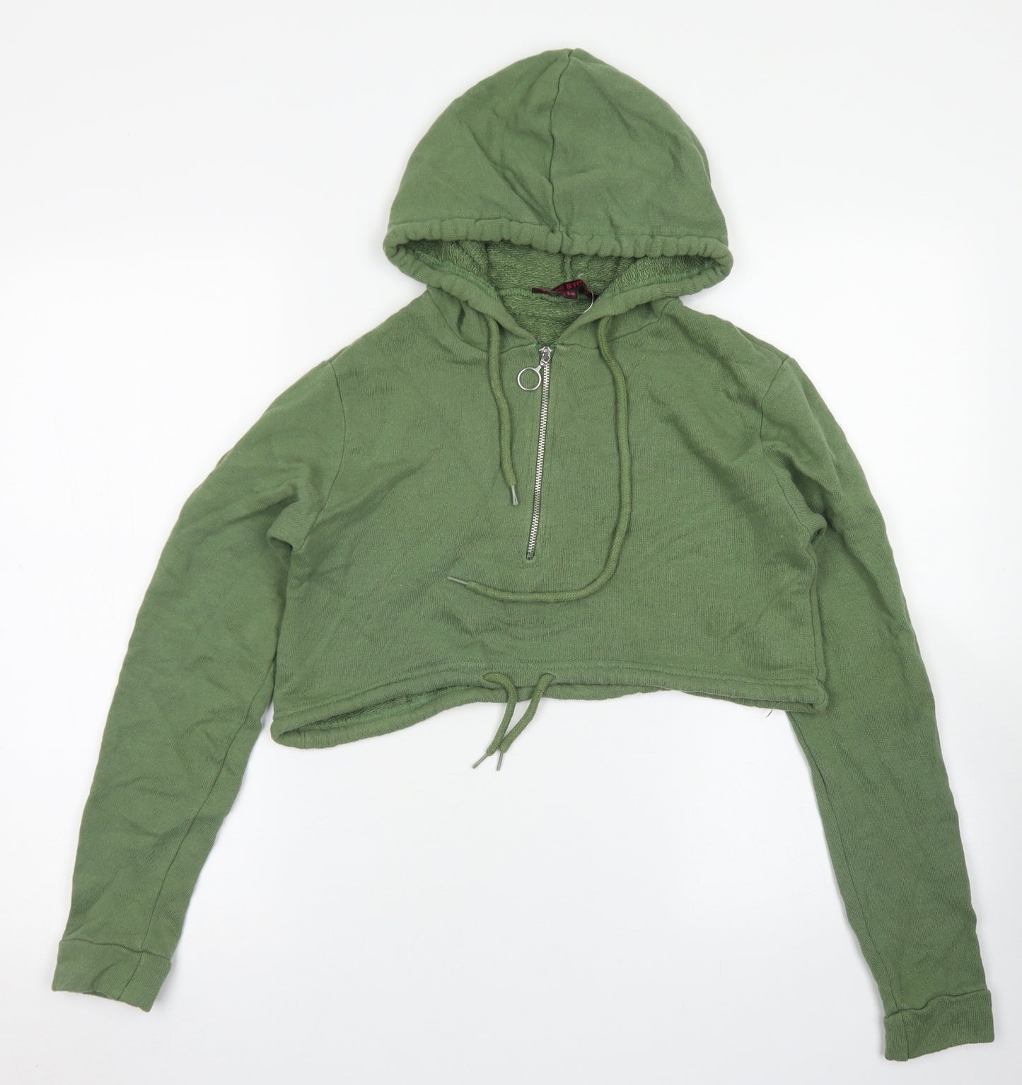 Edge Street Womens Green  Cotton Pullover Hoodie Size S   - Cropped