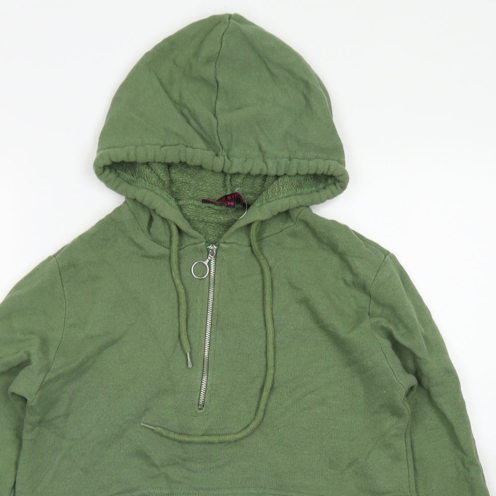 Edge Street Womens Green  Cotton Pullover Hoodie Size S   - Cropped