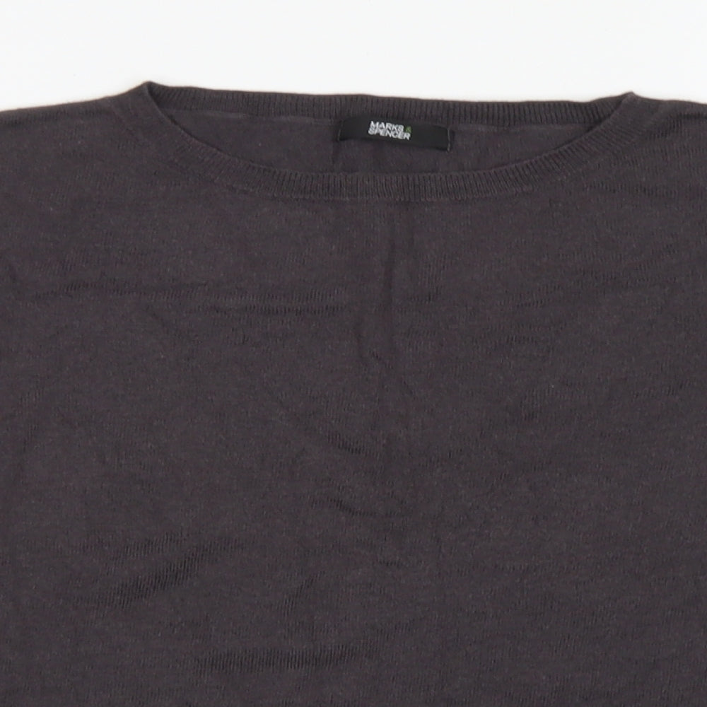 Marks & Spencer Womens Grey Crew Neck  Viscose Pullover Jumper Size 10