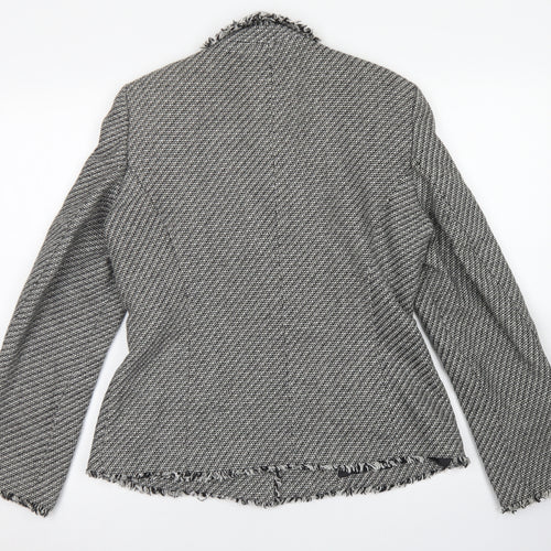 Marks & Spencer Womens Grey Herringbone Wool Jacket Blazer Size 14