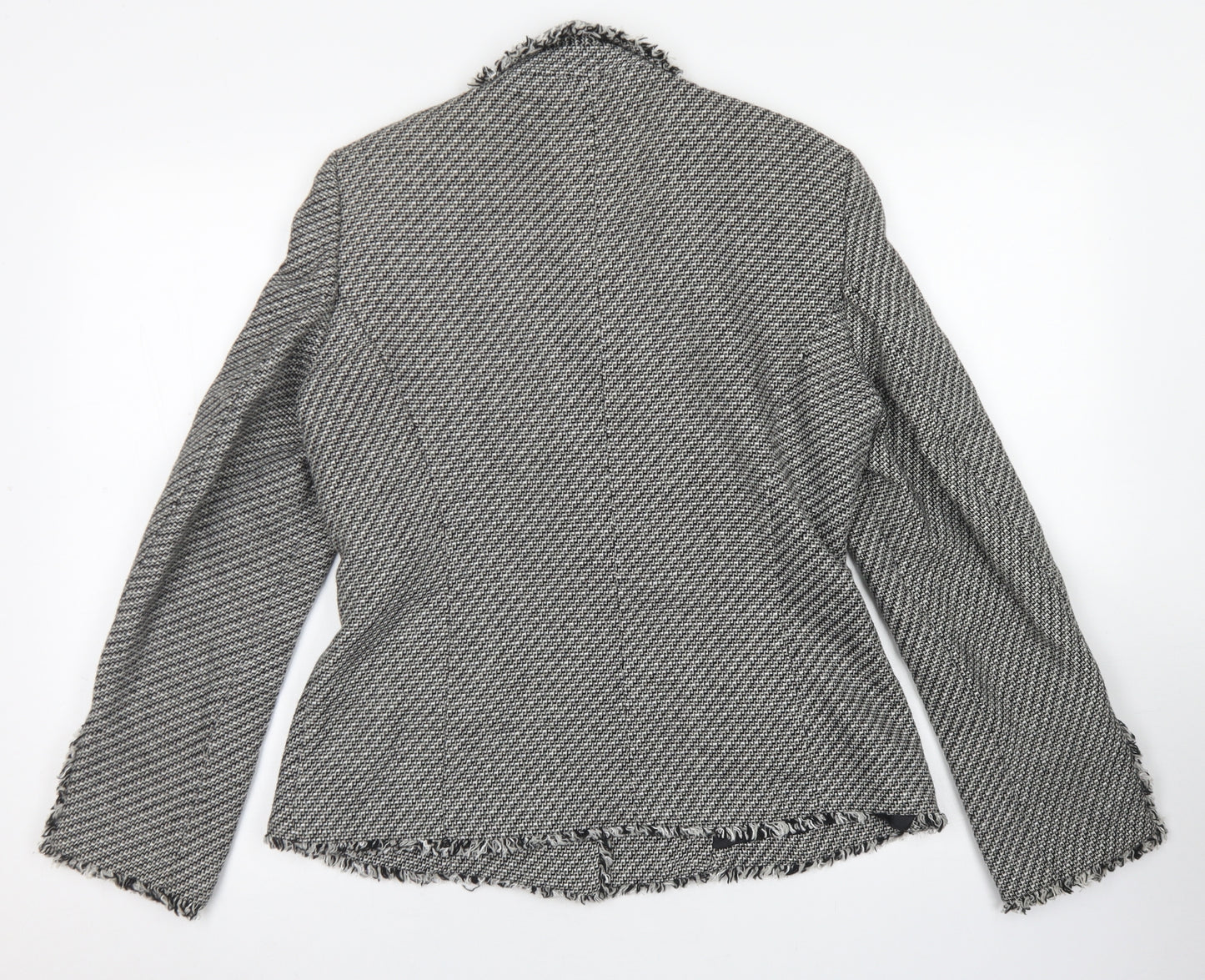 Marks & Spencer Womens Grey Herringbone Wool Jacket Blazer Size 14