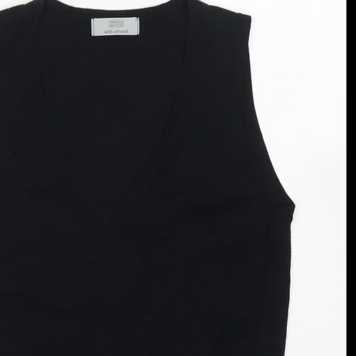 Marks & Spencer Womens Black V-Neck  Viscose Vest Jumper Size 10