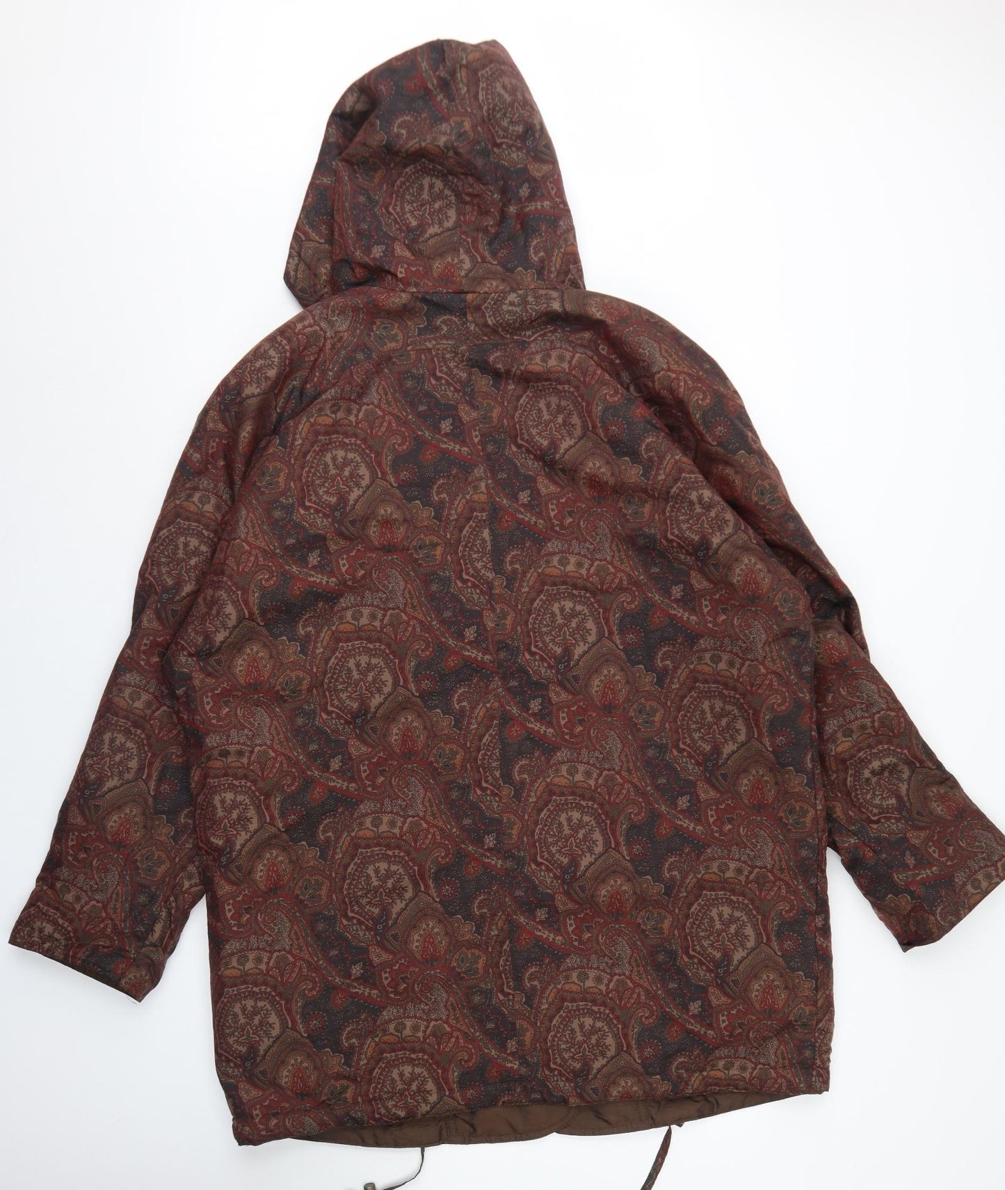 St Michael Womens Brown Paisley  Rain Coat Jacket Size 12  Button