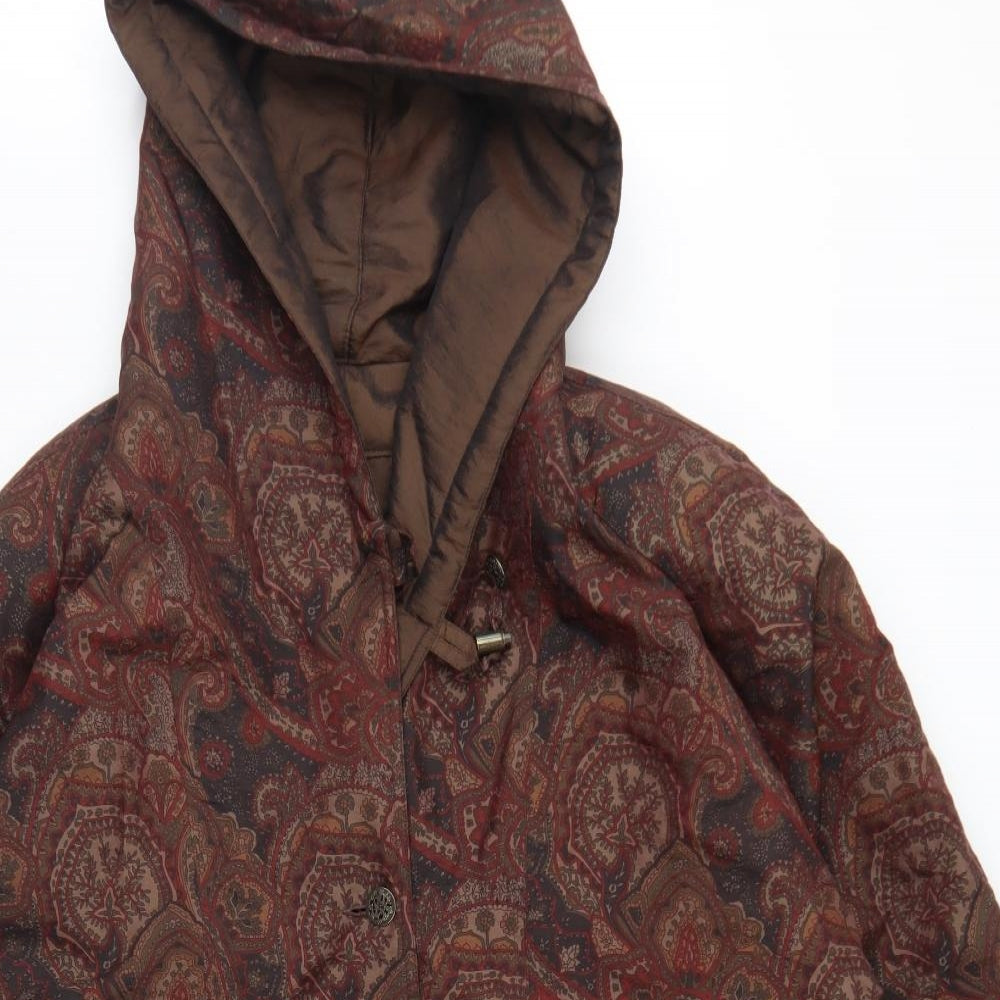 St Michael Womens Brown Paisley  Rain Coat Jacket Size 12  Button