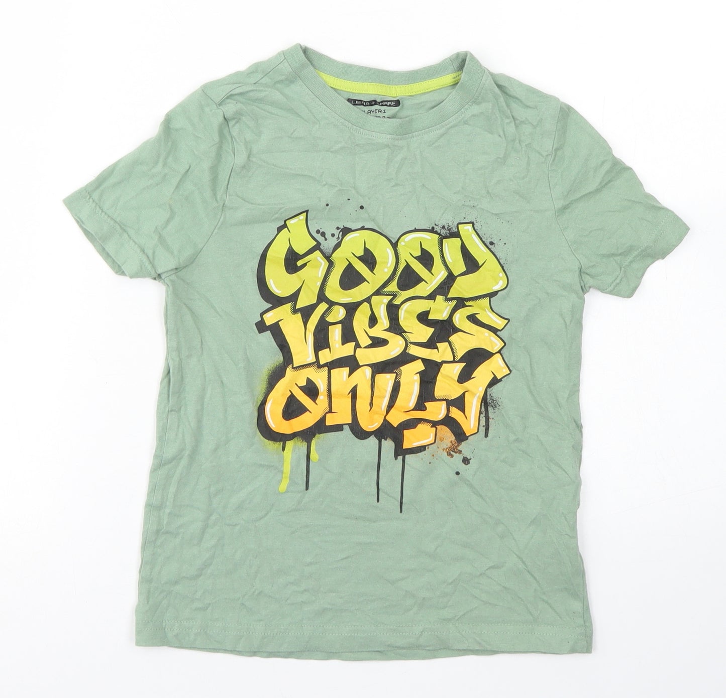 F&F Boys Green  Cotton Basic T-Shirt Size 5-6 Years Crew Neck