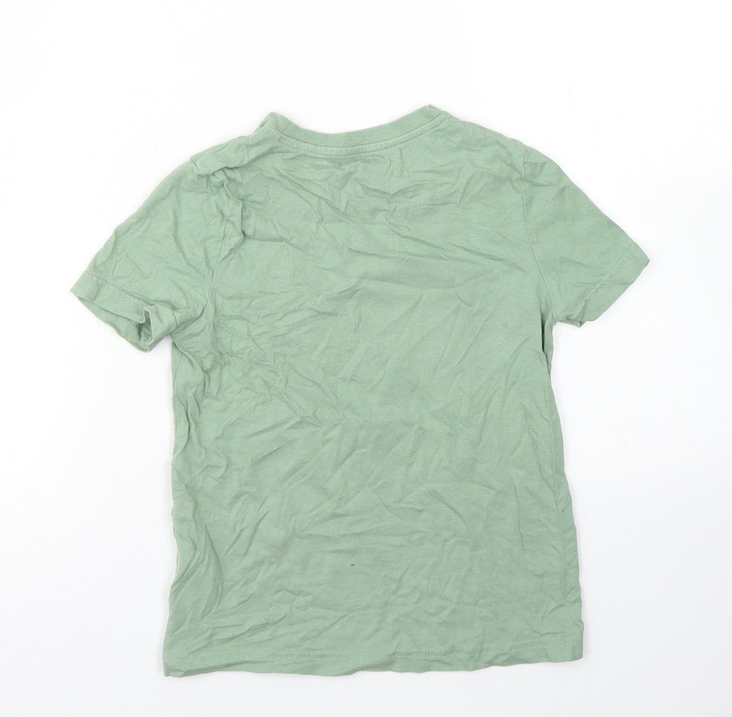 F&F Boys Green  Cotton Basic T-Shirt Size 5-6 Years Crew Neck