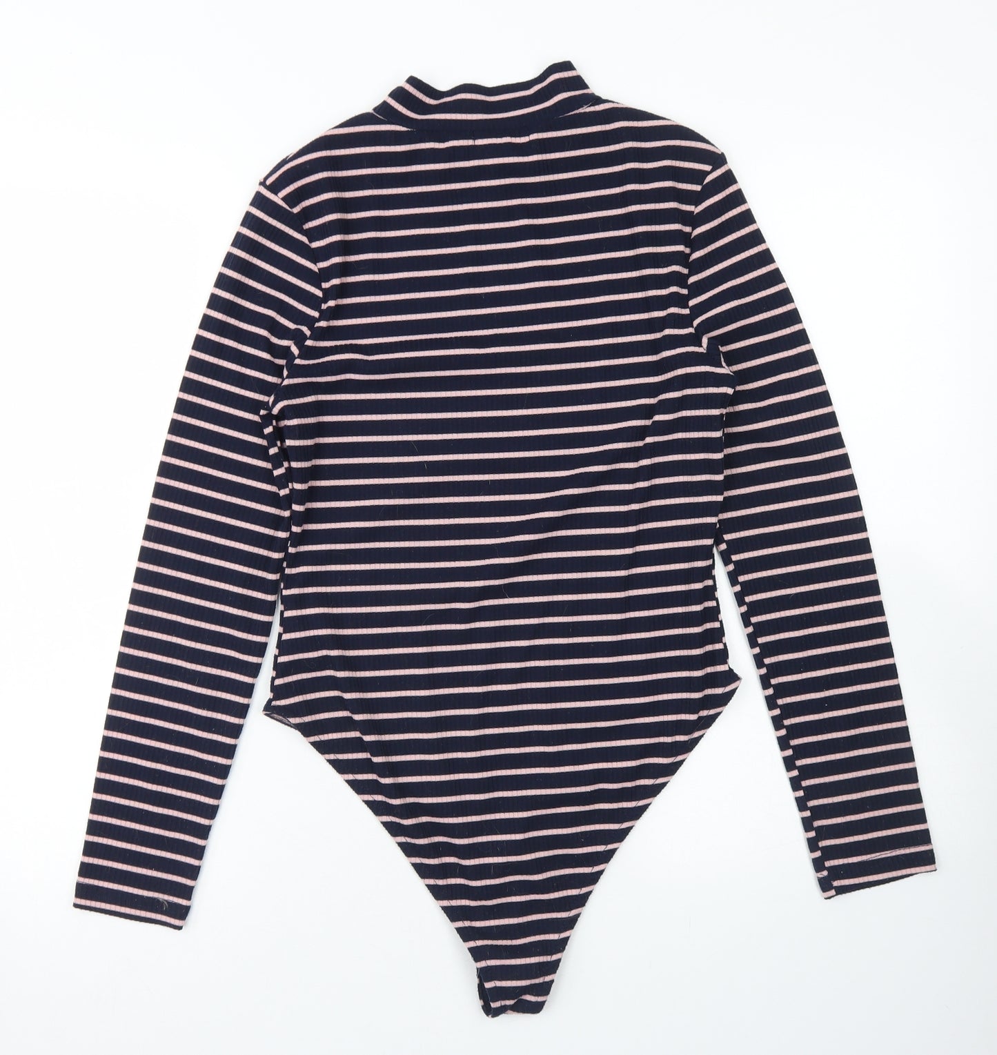 Brave Soul Womens Blue Striped Polyester Bodysuit One-Piece Size S  Hook & Eye