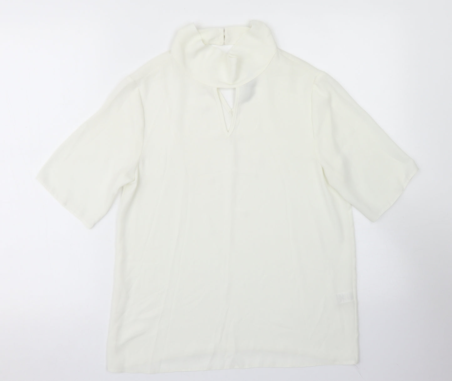 TU Womens White  Polyester Basic Blouse Size 8 Mock Neck