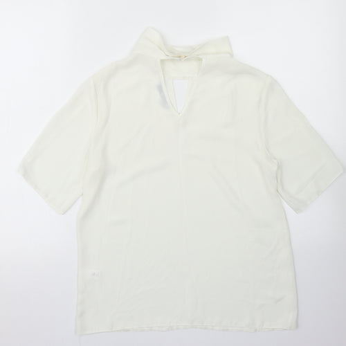 TU Womens White  Polyester Basic Blouse Size 8 Mock Neck