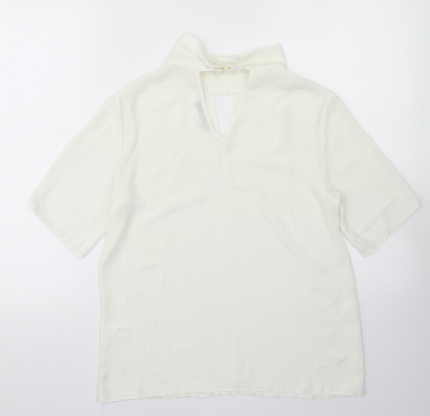 TU Womens White  Polyester Basic Blouse Size 8 Mock Neck