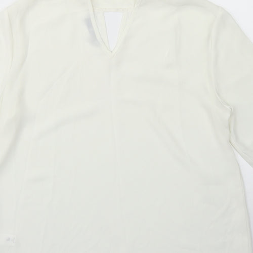 TU Womens White  Polyester Basic Blouse Size 8 Mock Neck
