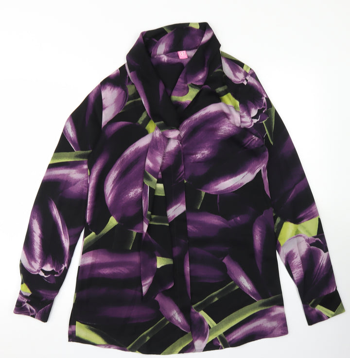 Basler Womens Purple  Polyester Basic Blouse Size 10 Collared