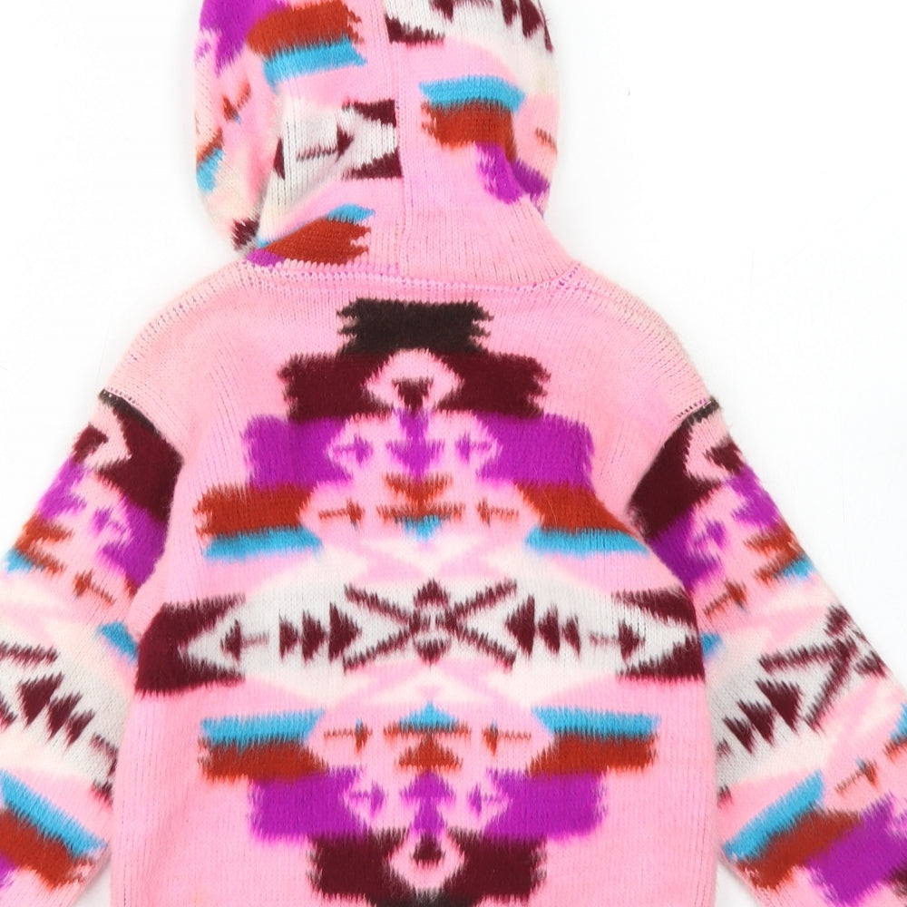 Artesania Girls Pink Crew Neck  Acrylic Full Zip Jumper Size 2 Years  Zip