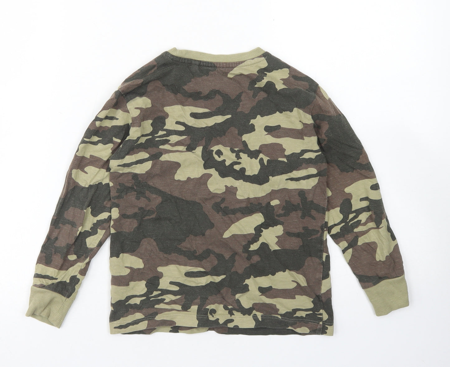 NEXT Boys Green Camouflage Cotton Basic T-Shirt Size 6 Years Crew Neck