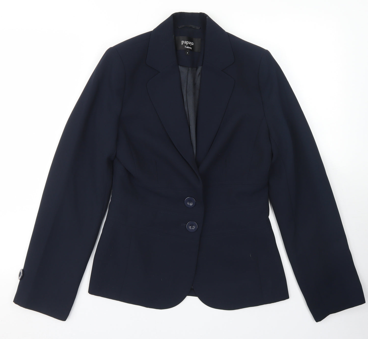 Papaya Womens Blue  Polyester Jacket Blazer Size 8