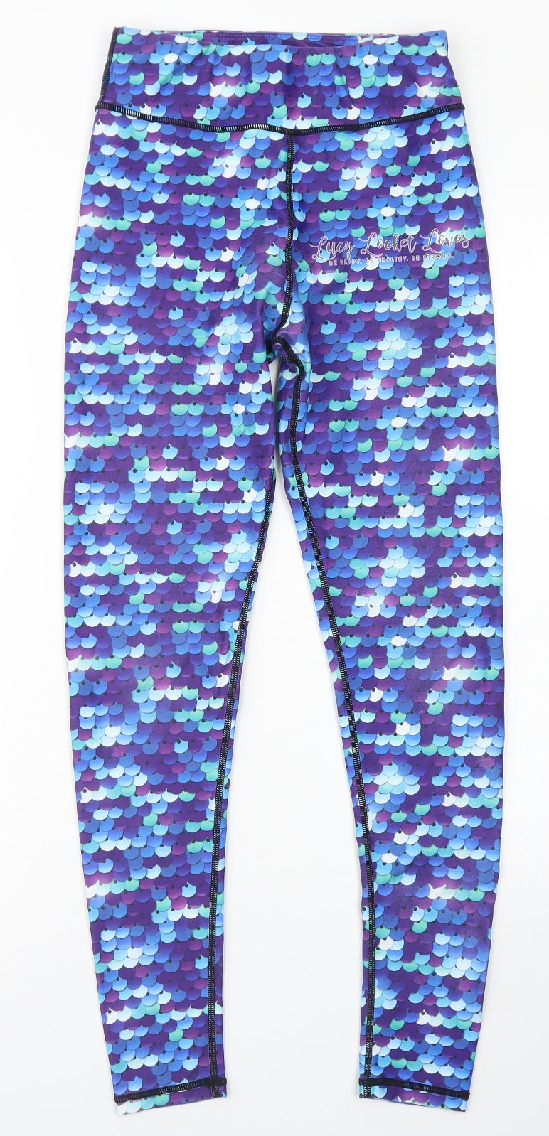 Lucy Locket Loves Womens Blue Polka Dot Polyester Capri Leggings Size 2XS  Regular