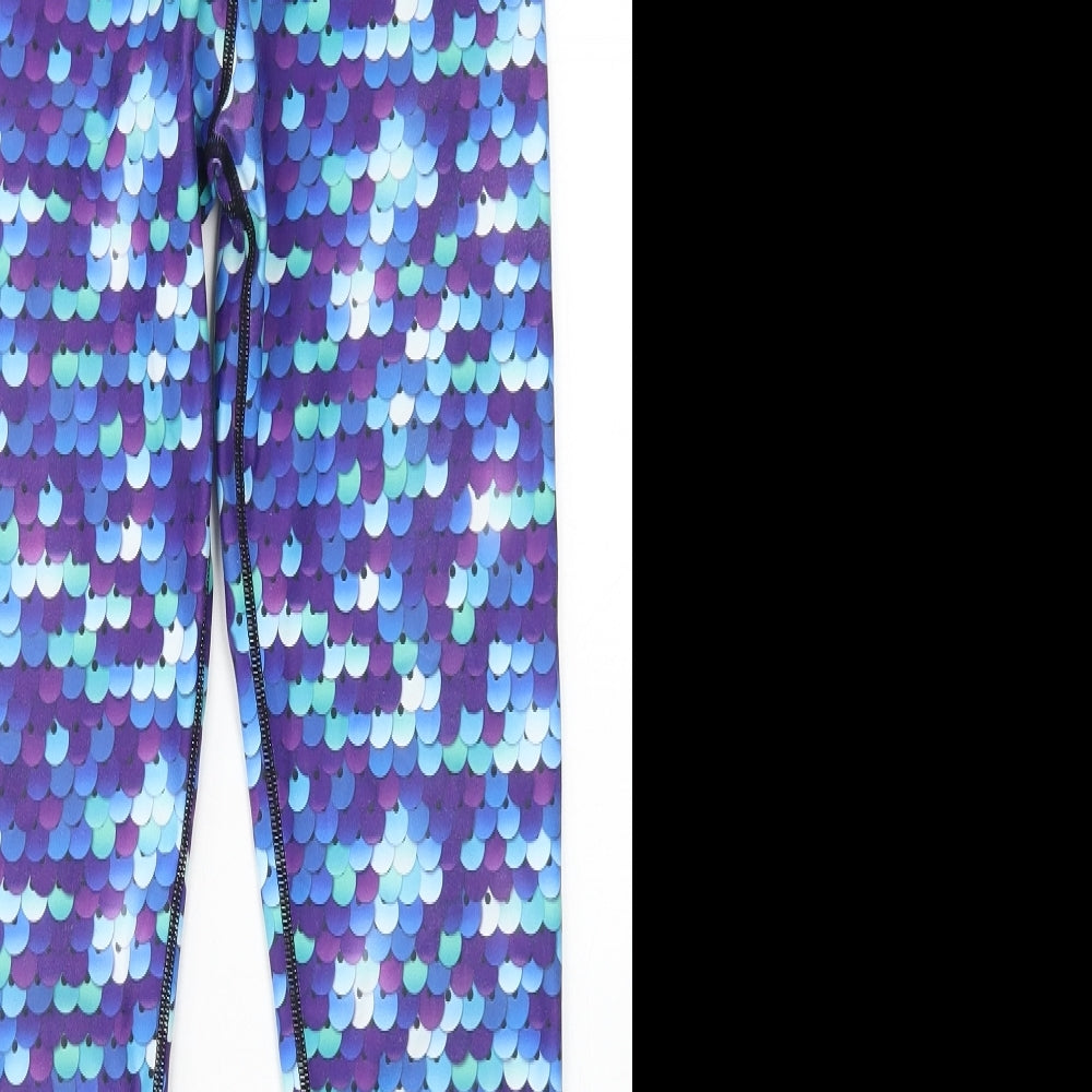 Lucy Locket Loves Womens Blue Polka Dot Polyester Capri Leggings Size 2XS  Regular