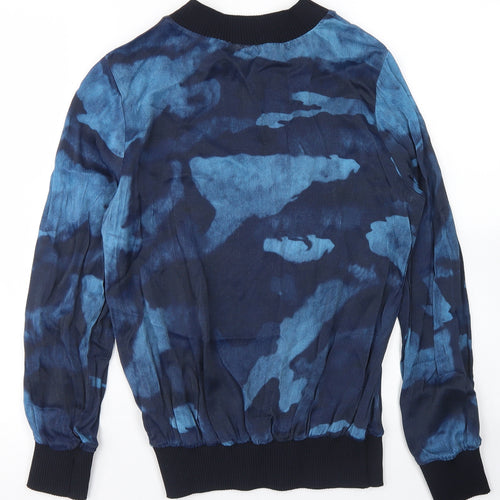 Gallery Womens Blue Geometric Viscose Pullover Sweatshirt Size 8