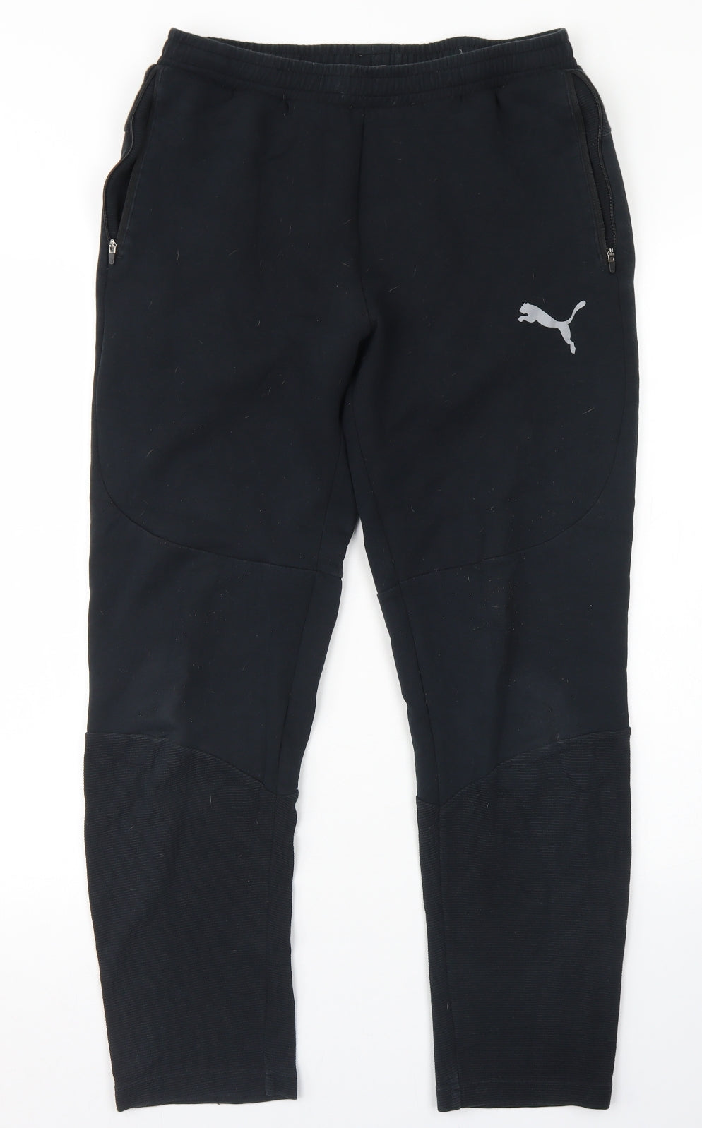 PUMA Mens Black  Cotton Jogger Trousers Size M L27 in Regular Drawstring