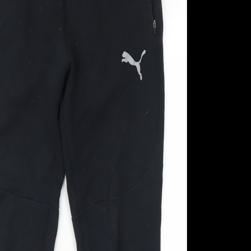 PUMA Mens Black  Cotton Jogger Trousers Size M L27 in Regular Drawstring