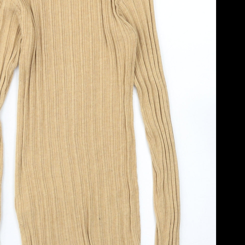 ASOS Womens Brown  Polyester Basic T-Shirt Size 10 Crew Neck