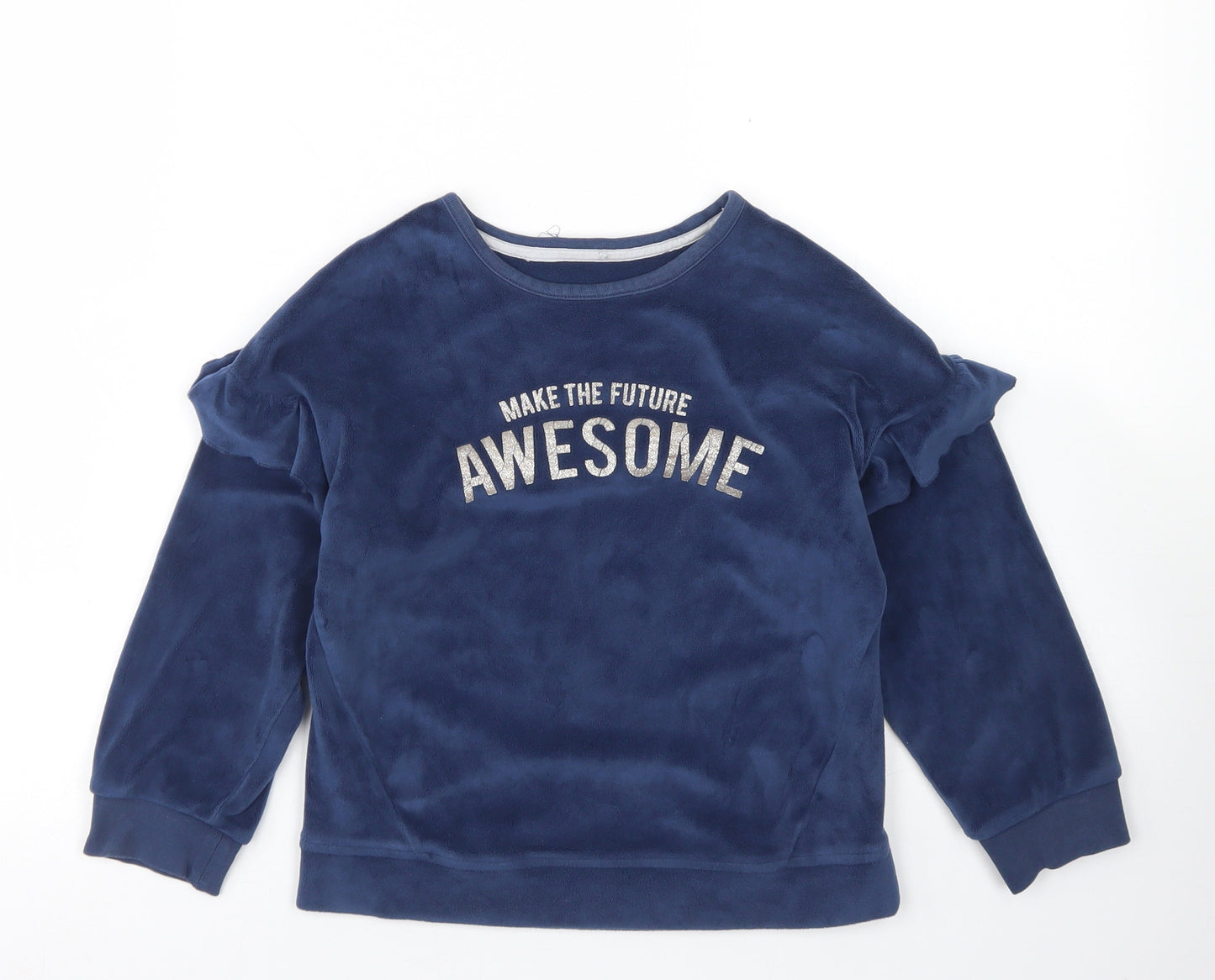 M&S Girls Blue  Polyester Pullover Sweatshirt Size 7-8 Years