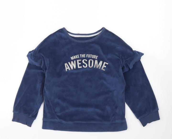 M&S Girls Blue  Polyester Pullover Sweatshirt Size 7-8 Years